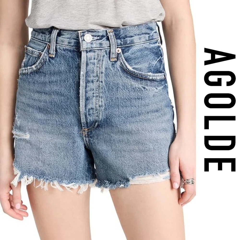 AGOLDE - Women's Dee Vintage High Rise Shorts -Turmoil - Size 24 - Picture 3 of 4